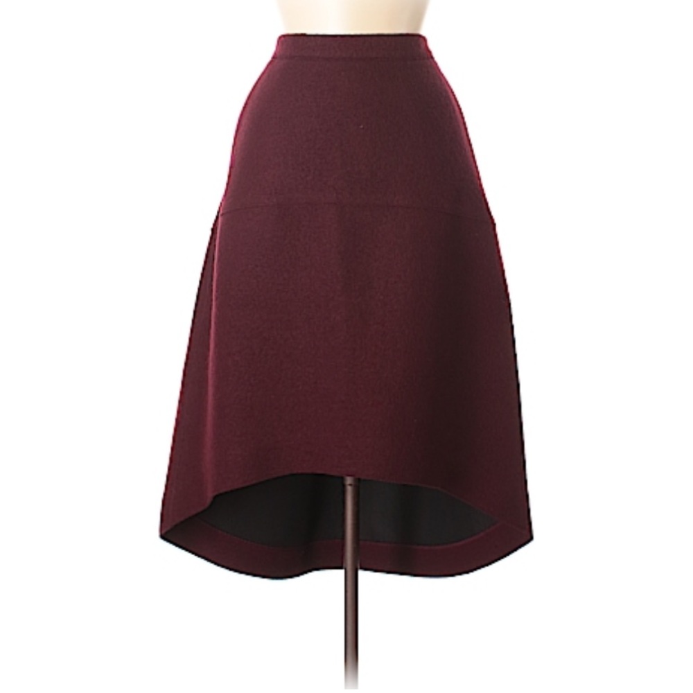 COS 100% wool burgundy high low midi full skirt